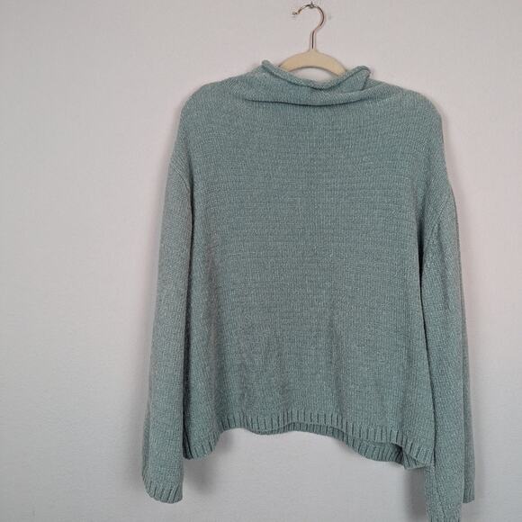 Eloquii Green Knit Long Sleeve Mock Neck Sweater - Picture 3 of 7